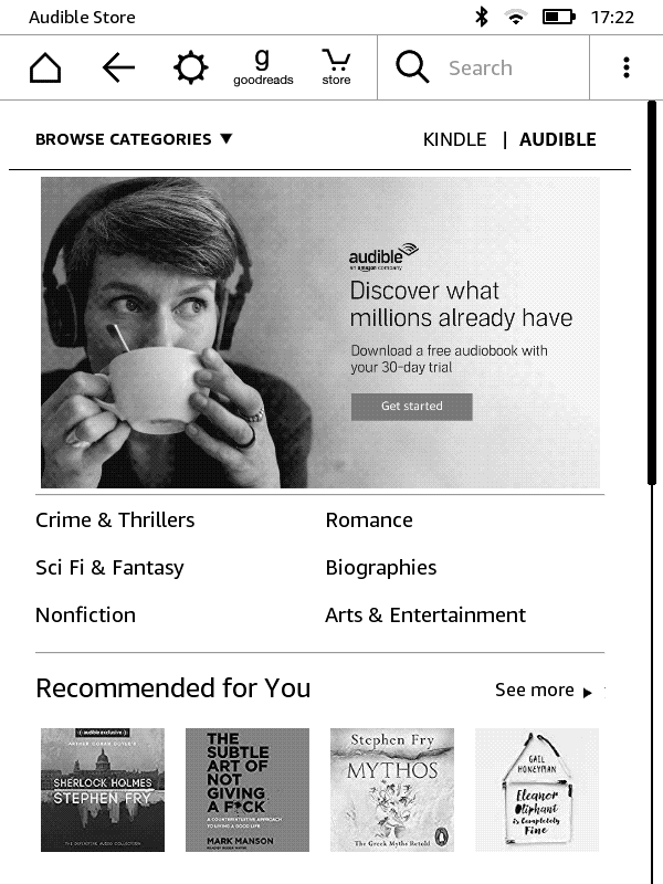 Kindle Audible tab