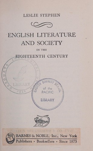 English Literature and Society in the Eighteenth Century