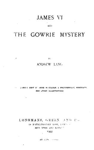 James VI and the Gowrie Mystery