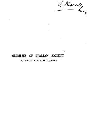 Glimpses of Italian society in the eighteenth century