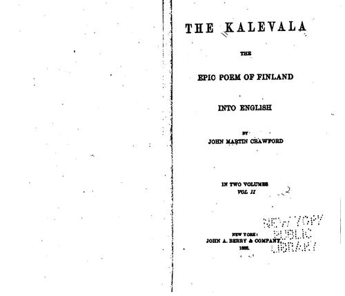 Kalevala: the Epic Poem of Finland (Crawford Translation)