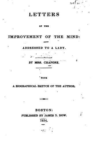 Letters on the Improvement of the Mind, Addressed to a Lady