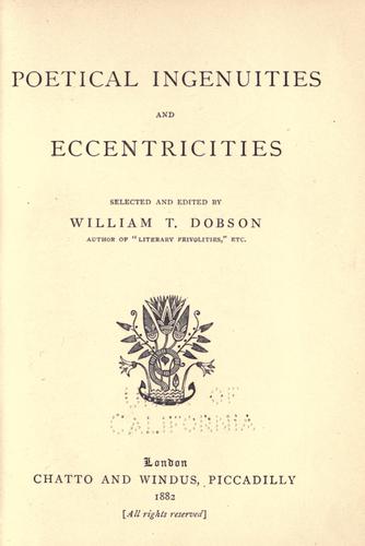 Poetical Ingenuities and Eccentricities