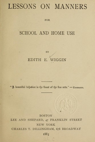 Lessons on Manners for School and Home Use