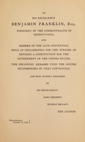 Examination into the Leading Principles of the Federal Constitution