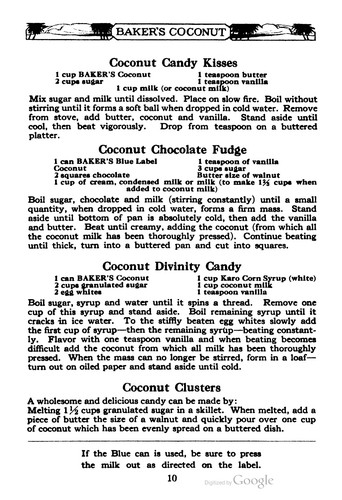 Baker's Coconut Recipes