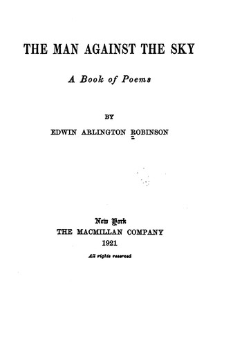 The Man Against the Sky: A Book of Poems