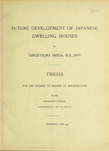 Future Development of Japanese Dwelling Houses