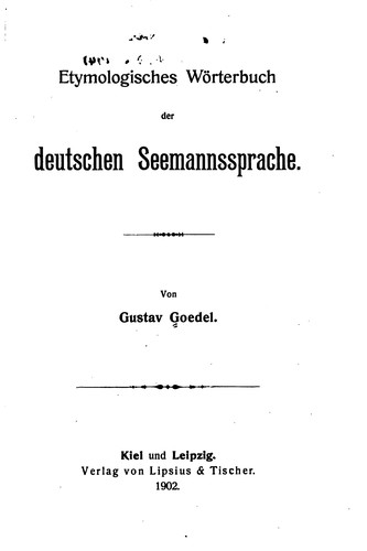 Etymologisches Wörterbuch der deutschen Seemannssprache