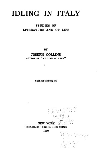 Idling in Italy: Studies of literature and of life
