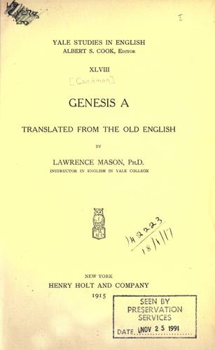 Genesis A Translated from the Old English