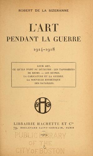 L'art pendant la guerre 1914-1918