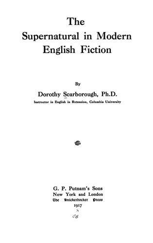 The Supernatural in Modern English Fiction
