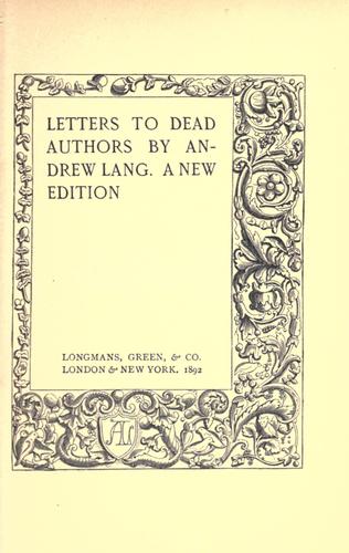 Letters to Dead Authors