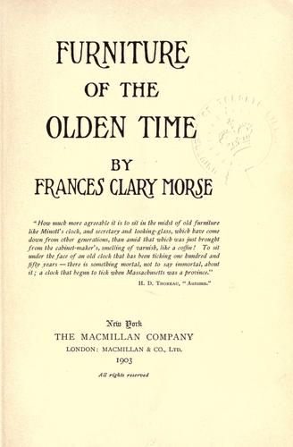 Furniture of the Olden Time