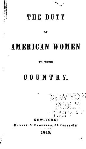 The Duty of American Women to Their Country