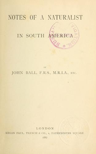 Notes of a naturalist in South America
