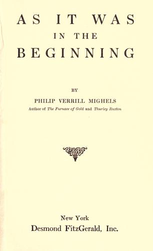 As It Was in the Beginning