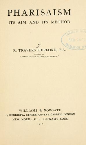 Pharisaism, Its Aim and Its Method