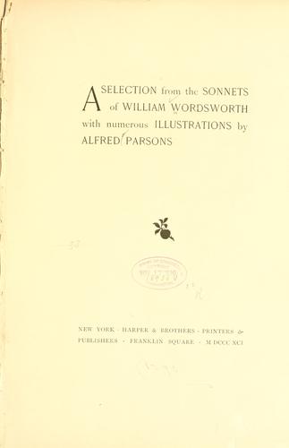 Selection from the Sonnets of William Wordsworth