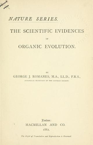 The Scientific Evidences of Organic Evolution