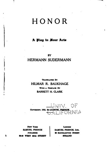 Honor: A Play in Four Acts