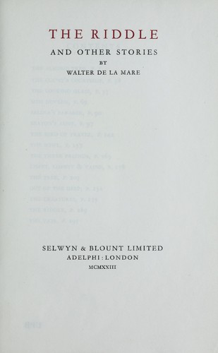 Riddle and Other Stories