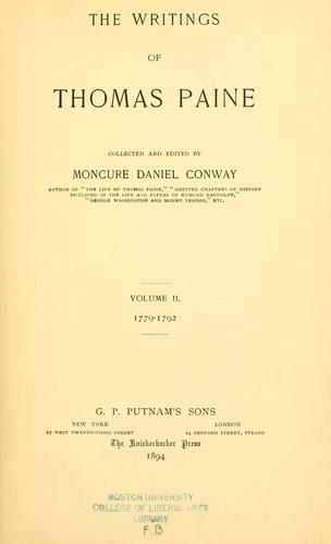 The Writings of Thomas Paine — Volume 1 (1774-1779): The American Crisis