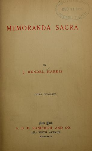 Memoranda Sacra
