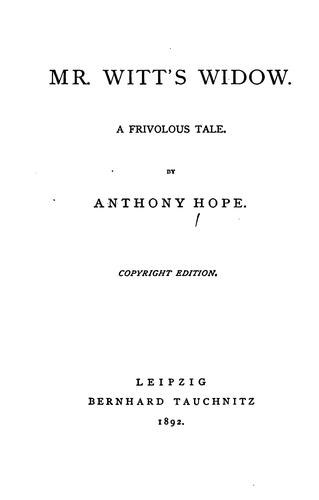 Mr. Witt's Widow: A Frivolous Tale