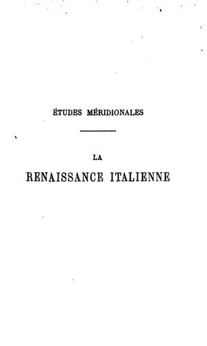 La Renaissance Italienne et la Philosophie de l'Histoire