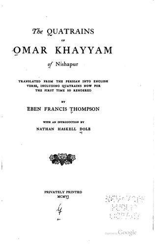 Quatrains of Omar Khayyam of Nishapur