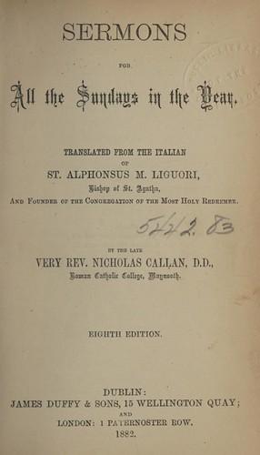 Sermons for all the Sundays in the year (Sermons XXVI - XLIII)