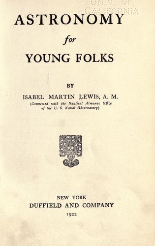 Astronomy for Young Folks