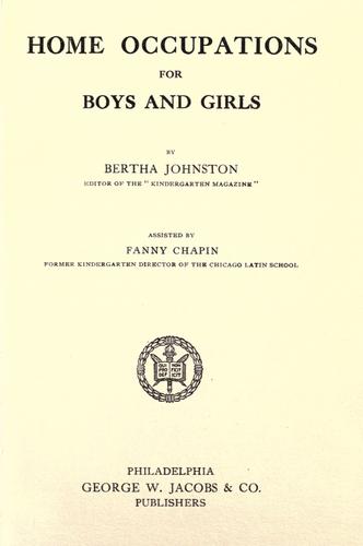 Home Occupations for Boys and Girls