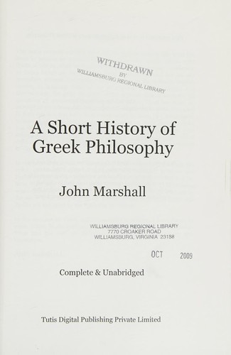 A Short History of Greek Philosophy