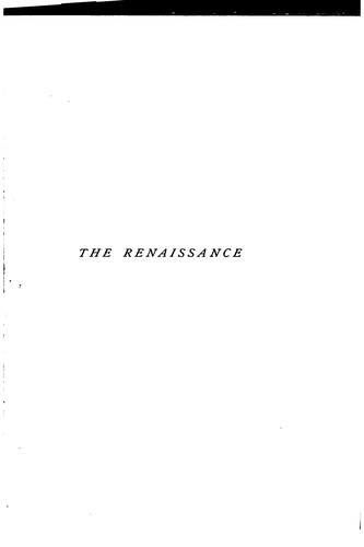 The Renaissance: studies in art and poetry