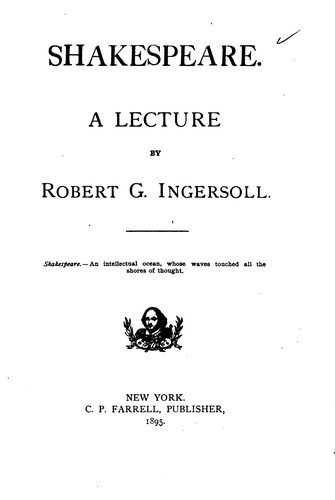 Shakespeare: A Lecture