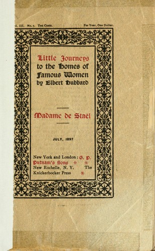 Little Journeys to the Homes of Famous Women