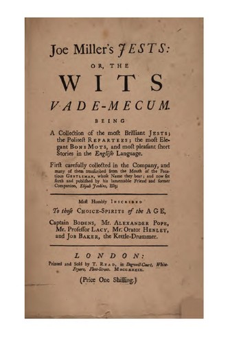 Joe Miller's Jests, or The Wits Vade-Mecum