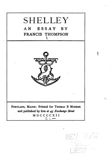 Shelley: An Essay