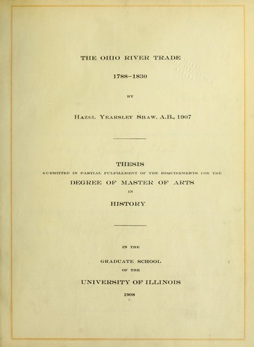 The Ohio River Trade, 1788-1830
