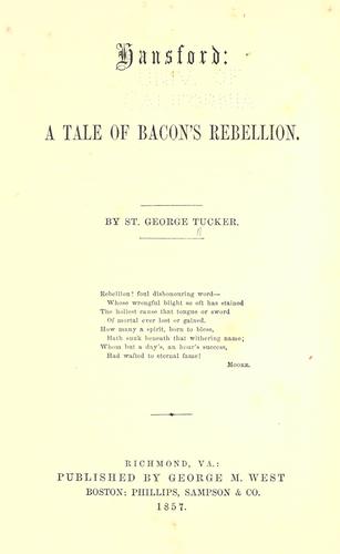 Hansford: A Tale of Bacon's Rebellion