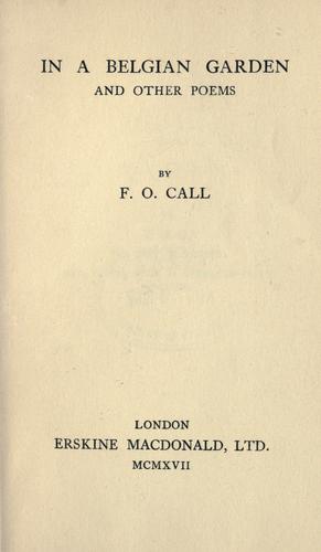 In a Belgian Garden and Other Poems