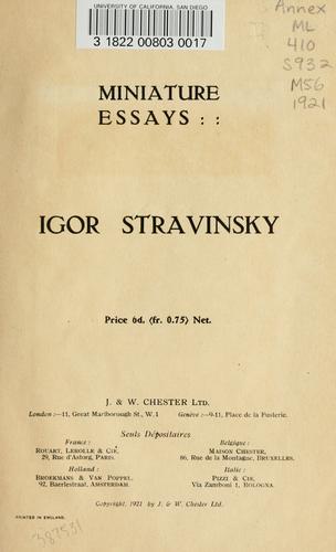 Miniature essays: Igor Stravinsky