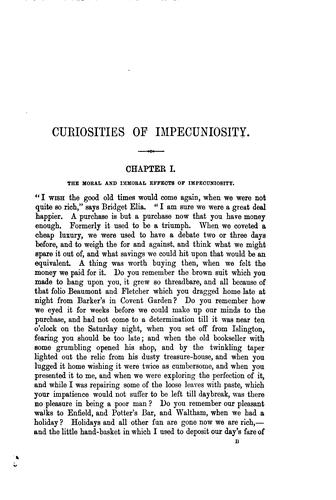Curiosities of Impecuniosity