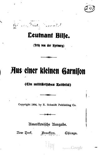 Aus einer kleinen Garnison: Ein militärisches Zeitbild