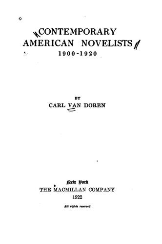 Contemporary American Novelists (1900-1920)