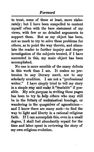 From Bondage to Liberty in Religion: A Spiritual Autobiography