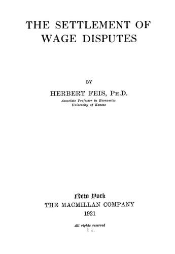 The Settlement of Wage Disputes